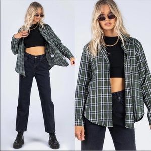 Princess Polly Green Plaid Button Down Shirt